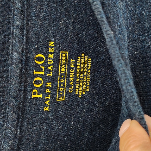 POLO Ralph Lauren blue cotton  slub casual long sleeve tee size large - Picture 3 of 5